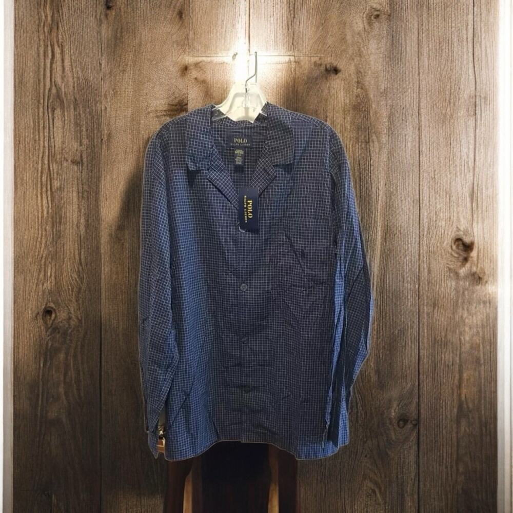 Polo Ralph Lauren - Men’s Large Plaid Pajama Sleep Shirt Sleepwear Navy Blue NWT
